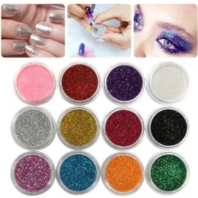 12 Pcs Mix Color Glitter Dust Power Decoration Nail Art