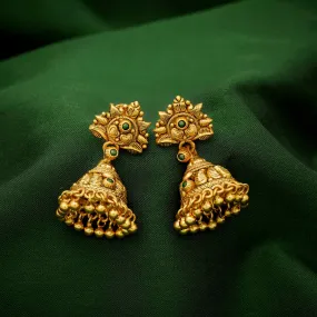 92.5 Pure Silver Stone Jhumka With Gold Polish