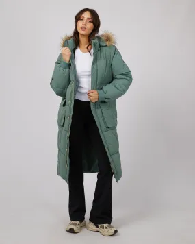 Active Fur Longline Puffer Green