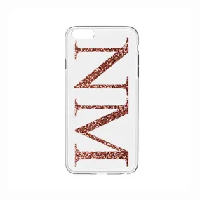 Clear Rose Gold Glitter Initials Case