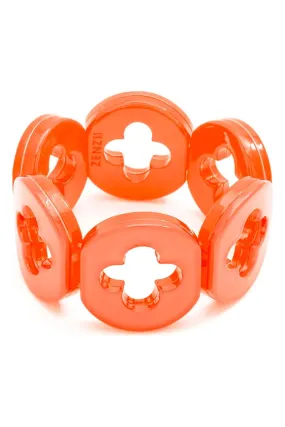 Coral Clover Resin Stretch Bracelet