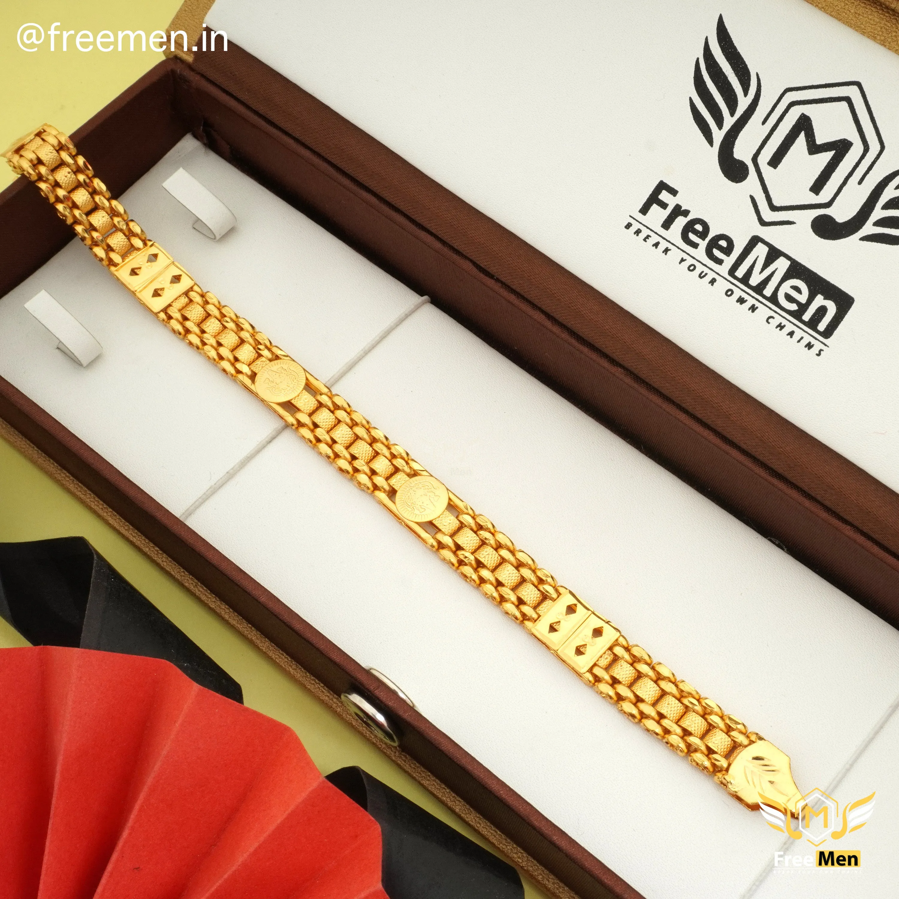 Freeman Special Diamond shape Golden Bracelet for Men- FM409