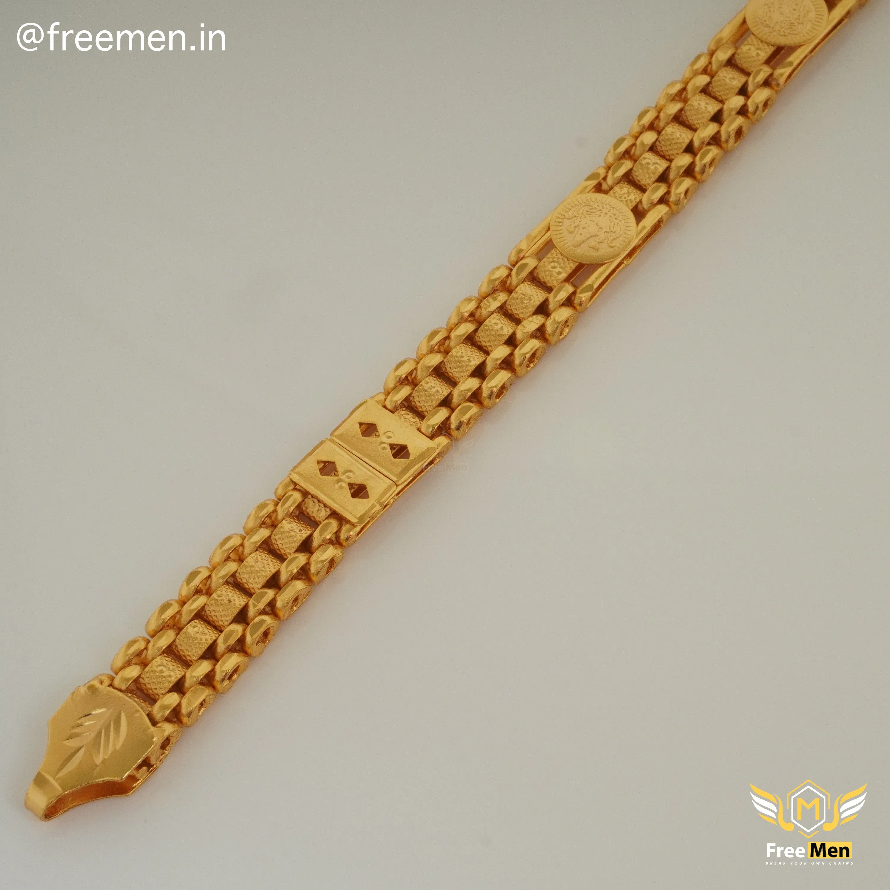 Freeman Special Diamond shape Golden Bracelet for Men- FM409