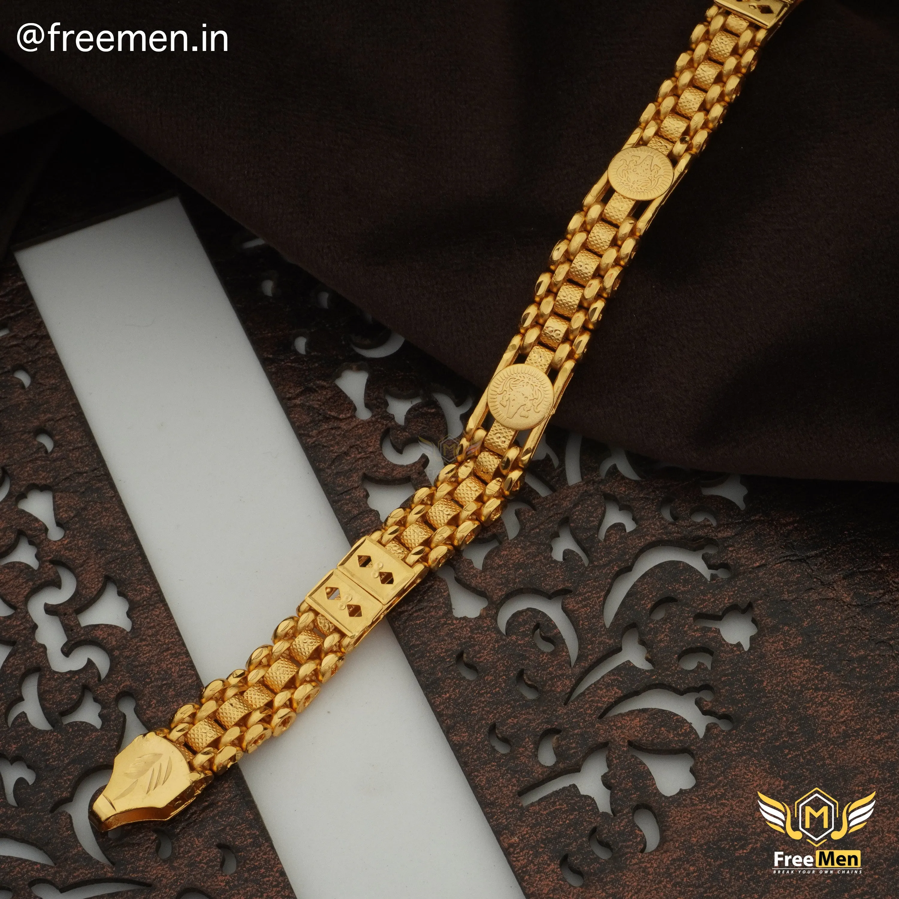 Freeman Special Diamond shape Golden Bracelet for Men- FM409