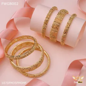 Freemen 1mg finishing shinig bangles set gold plated for women - FWGB002