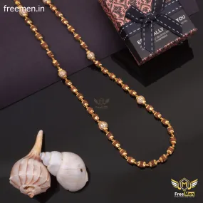 Freemen Brown Gold Plated Rudraksha Mala With Diamond - FMG322