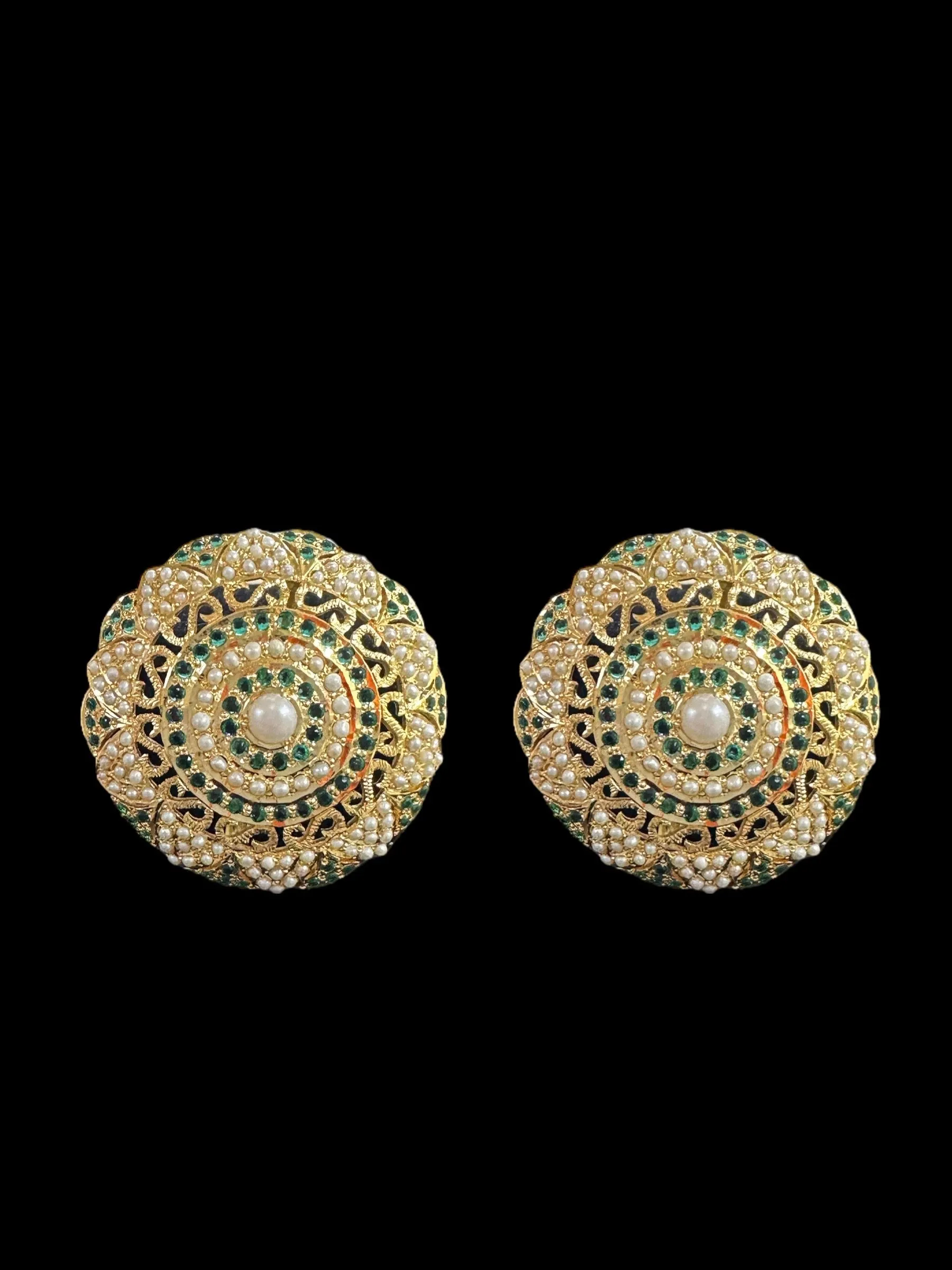 Gold plated silver Jadau tops in emerald pearls ( READY TO SHIP )