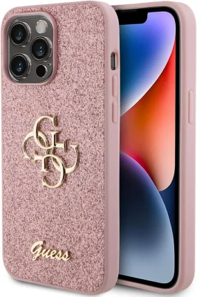 Guess Glitter Script Big 4G Case for iphone 15 Pro Max 6.7" Pink - GUHCP15XHG4SGP