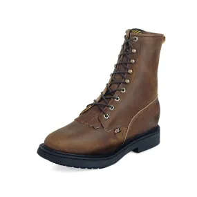 Justin Men's (760) Double Comfort Collection 8" Conductor Brown Round Toe Lace-Up Work Boot