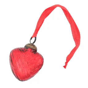 Miniature Red Glass Heart Baubles - Set of 6