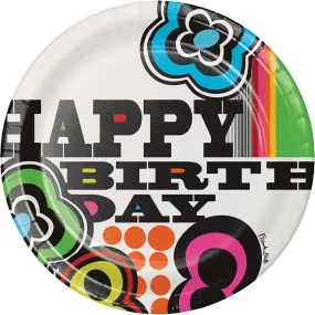 Mod Birthday Round Paper Dinner Plate