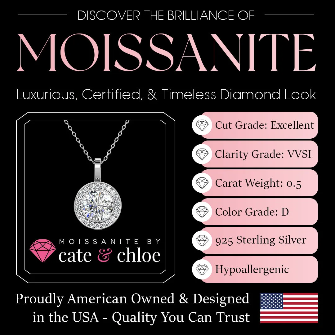 Moissanite by Cate & Chloe Jordan Sterling Silver Necklace with Moissanite Crystals