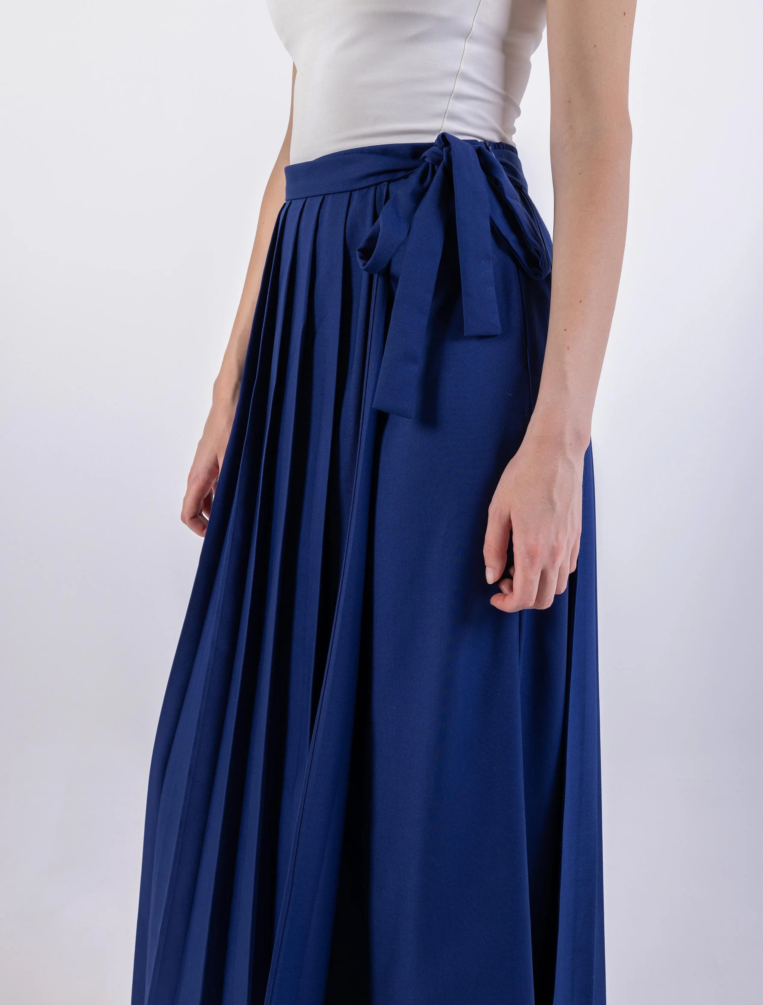 Pleated Solid Maxi Skirt